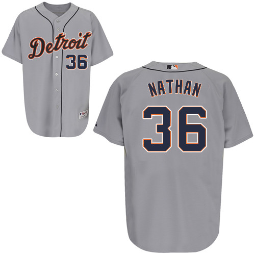 Joe Nathan #36 mlb Jersey-Detroit Tigers Women's Authentic Road Gray Cool Base Baseball Jersey